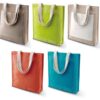 Shopper in juta con tasca frontale in cotone