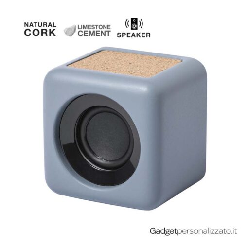 Speaker Bluetooth con cassa in pietra calcarea e sughero